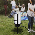 30QT Propane Turkey Fryer Set Silver Aluminum Pot with Black Round Iron Stand Outdoor Gas Deep Fryer Kit for Frying Turkey Seafood and Boiling Crawfish Backyard Cooking Equipment