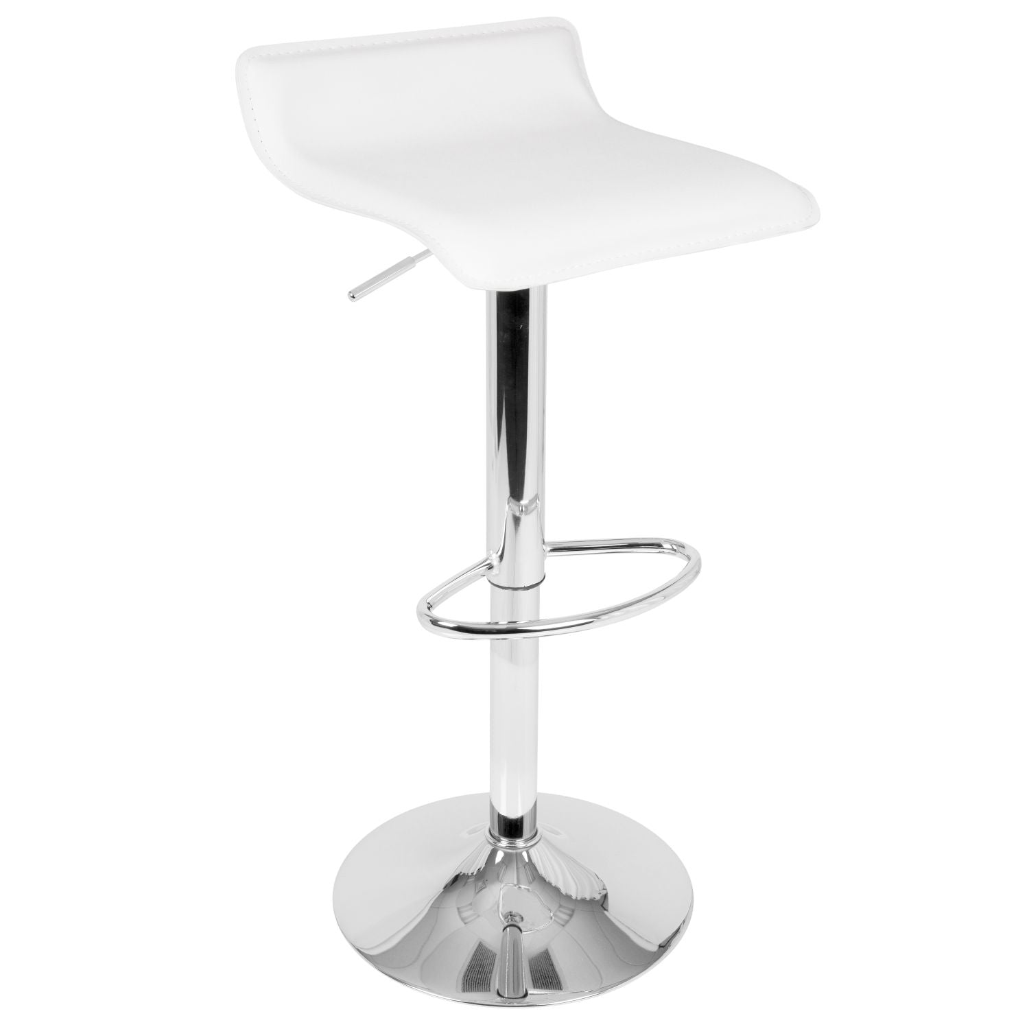 Spyra-Ale Contemporary Adjustable Bar Set in Chrome Metal, Clear Acrylic with Light Up Tabletop, and White PVC by - 3 Piece