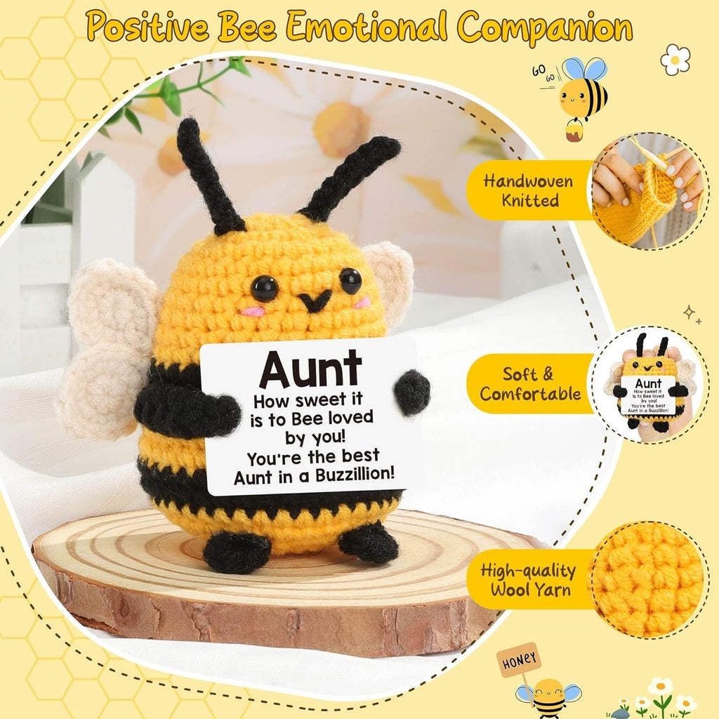 Emotional Valentines Bee Gifts for Aunt Auntie, from Niece Nephew, Aunt Gift for Christmas, Birthday, Auntie Mothers Day, Christmas - Handmade Crochet Bee for Easter Basket Essentials