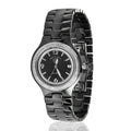 Swiss Tradition Woman's Ceramic Black Band Mother of Pearl Dial Crystal Watch