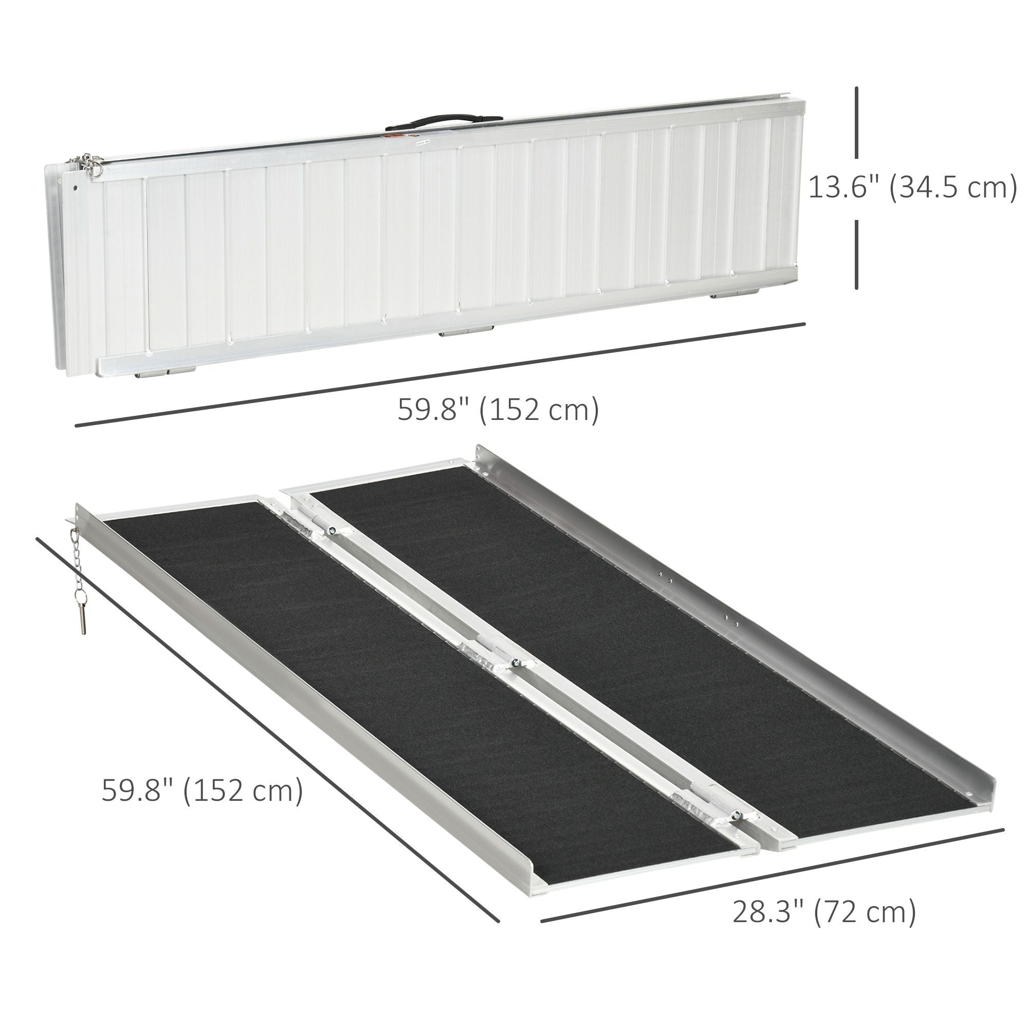 Foldable Aluminum Wheelchair Ramp: 5ft Durable Portable Easy Access Mobility Solution for Smooth Transitions
