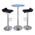 Spyra-Ale Contemporary Adjustable Bar Set in Chrome Metal, Clear Acrylic with Light Up Tabletop, and Black PVC by - 3 Piece