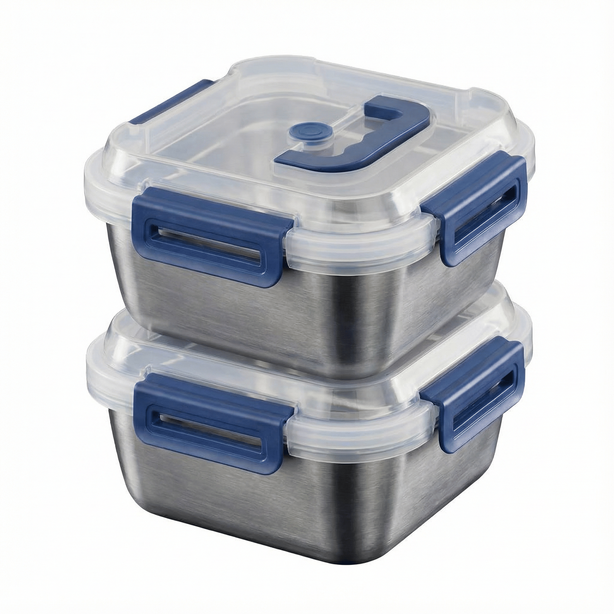 Yakimoto 2/4/6/8/10 PCS Extra-Large Stainless Steel Food Storage Containers With Blue Lids - Deep Design, Airtight Seal, Perfect For Refrigerator Organization, Meal Prep, Lunch Boxes & Kitchen Pantry