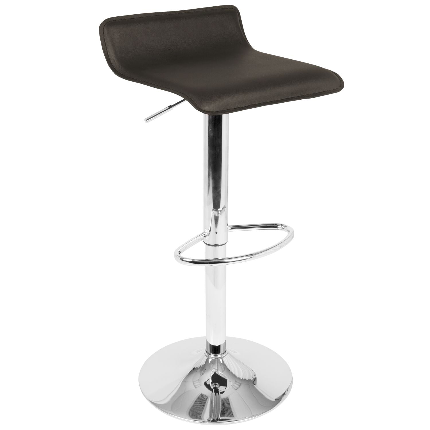 Bistro Square-Ale Contemporary Adjustable Bar Set in Silver and Chrome Metal with Brown PVC and Oval Footrest by - 3 Piece