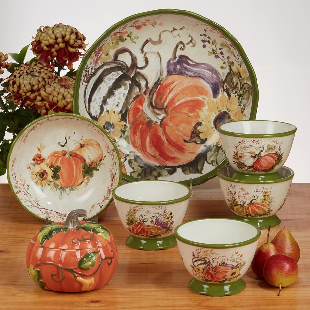 Harvest Morning Set of 4 Ceramic Mugs – Sip coffee, tea, or hot cocoa in cozy autumn style with these beautifully detailed mugs, perfect for crisp mornings and holiday moments 16 oz