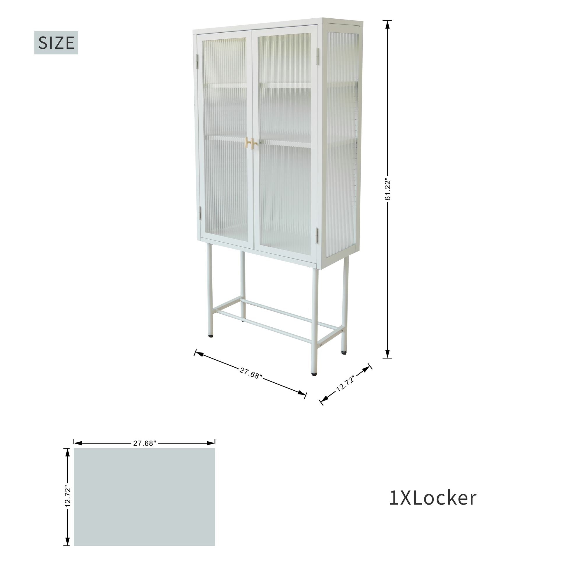 Modern Solid Color Matte Glass Storage Cabinet with Adjustable Shelves