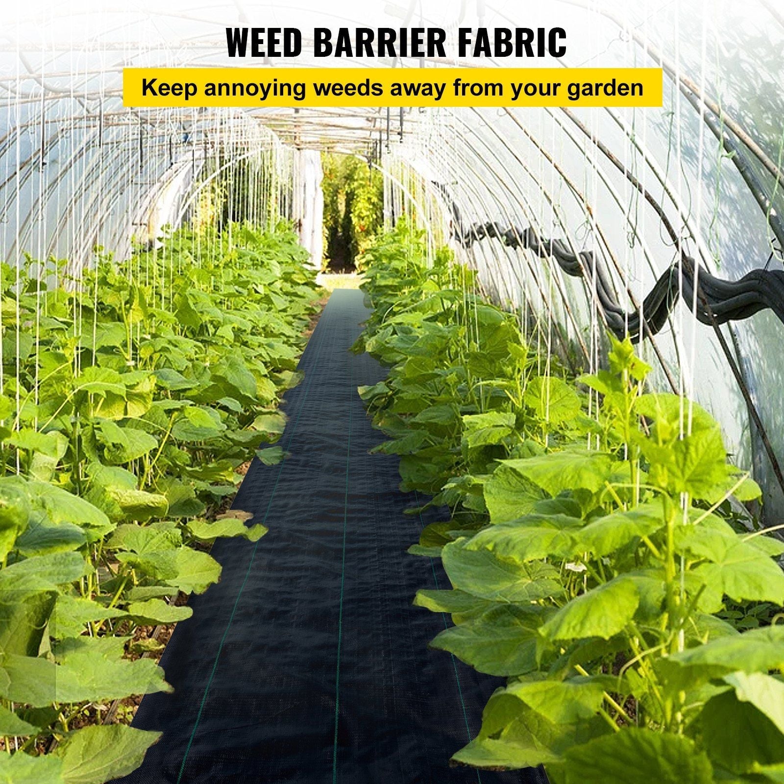 VEVOR Weed Control Fabric 6ft x 300ft - Geo Textile Fabric Heavy Duty - Woven Ground Cover for Commercial Greenhouse, Yard, Garden Barrier Cloth Blocker Mat
