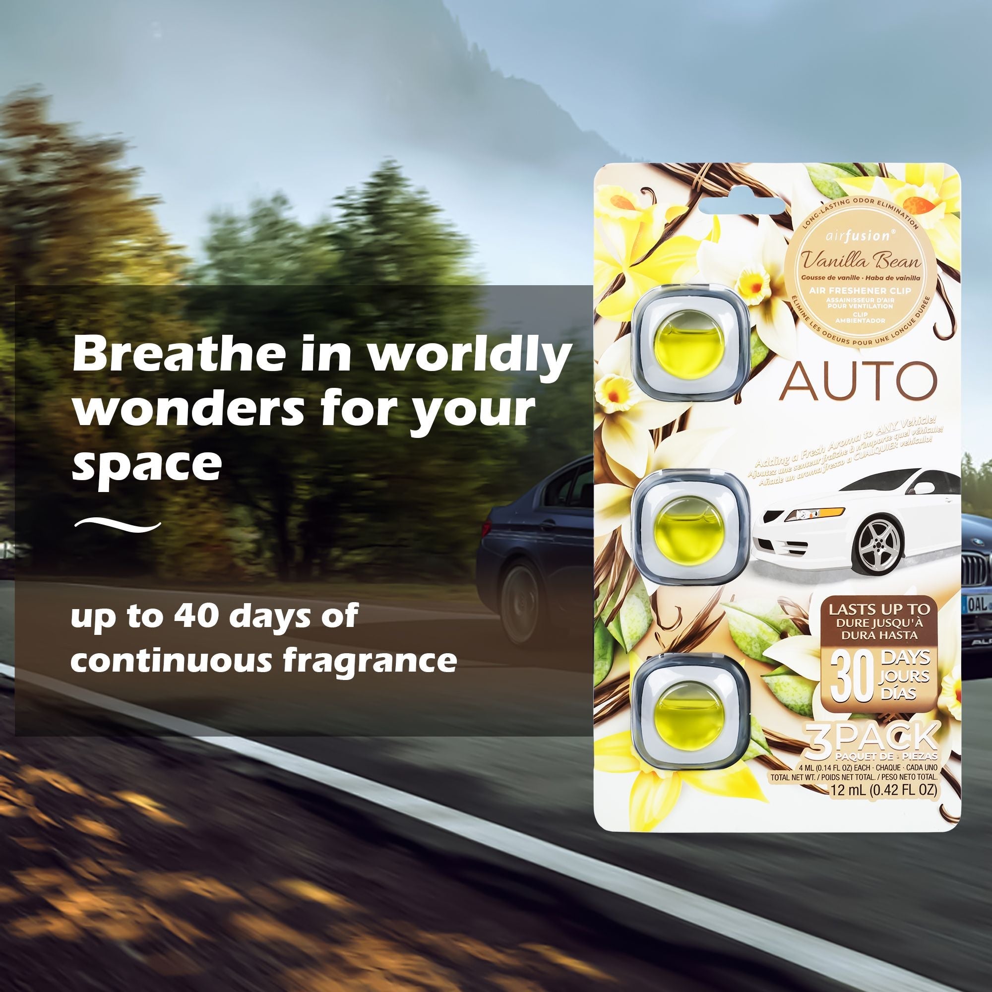 3 Pack Car Air Fresheners - Long Lasting Vent Clips For Men & Women, 3 Pack Up To 90 Days Fits All Car Refresher Odor Eliminator, New Car Scent Variety Pack