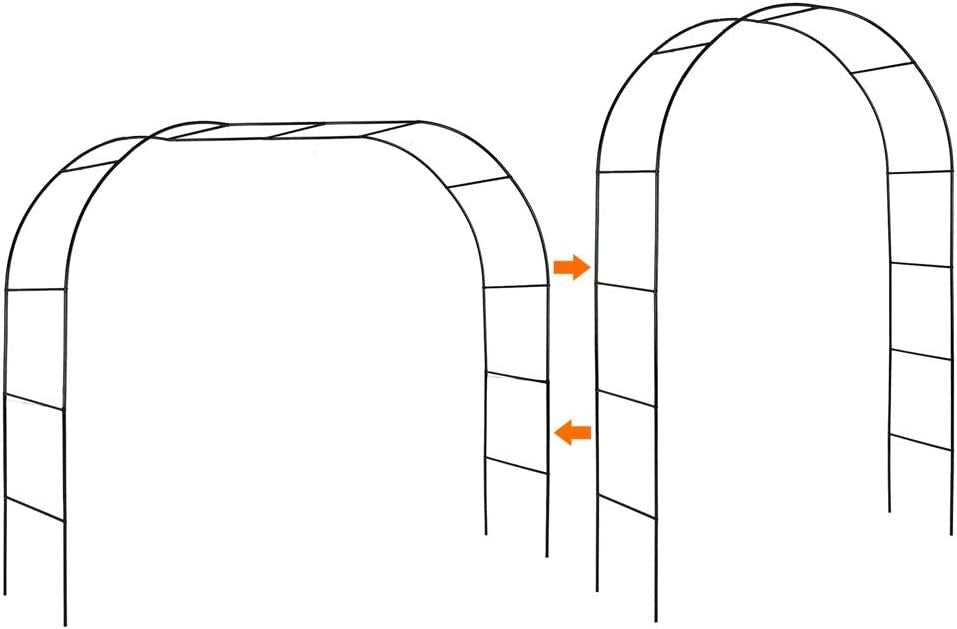 Green Garden Arch Arbors, Trellis for Climbing Plants Outdoor 6-8ft, Two Way Assemble Wedding Decoration Metal Arch