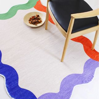 Large Modern Wave Design Area Mat - Soft Imitation Cashmere, 10mm Thick, 1000g/sq.m, Colorful Abstract Patterns, Perfect for Living Room, Bedroom, or Study, Machine Washable Polyester Material