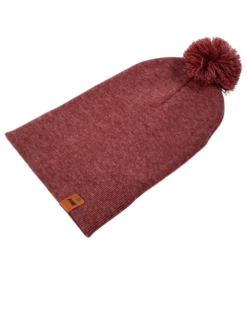 HAAKWEAR Pom Pom Beanie - Made in USA - Rusty Burgundy