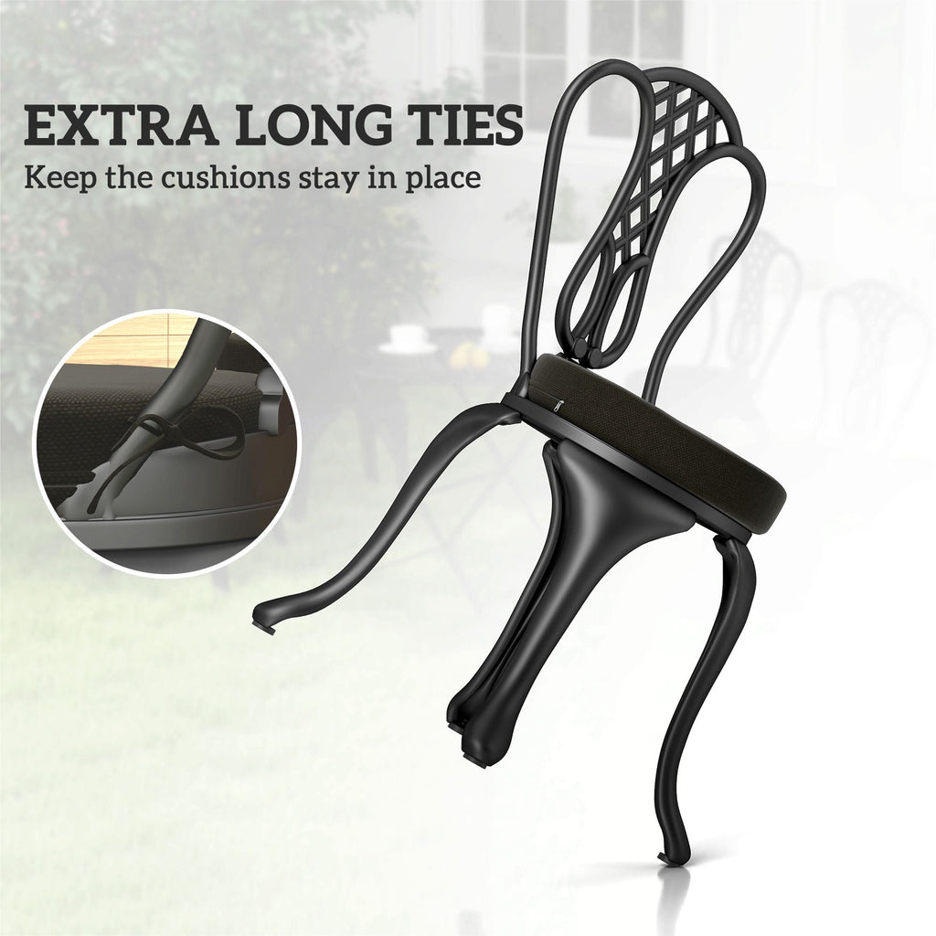 Patio Chair Cushions Set of 4 Round Seat Cushions for Dining Bistro Chairs Machine Washable, 15" x 15" x 3", Black
