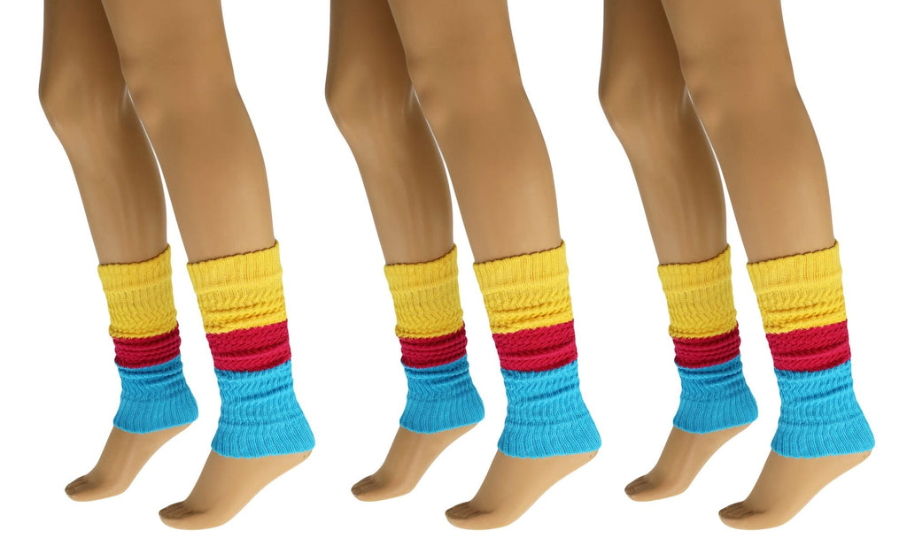 Leg Warmers for Women Colorful Cotton Knitted Leg Warmers 21 Inches 3 Pairs