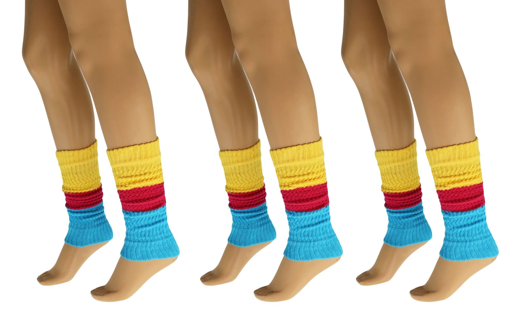 Leg Warmers for Women Colorful Cotton Knitted Leg Warmers 21 Inches 3 Pairs