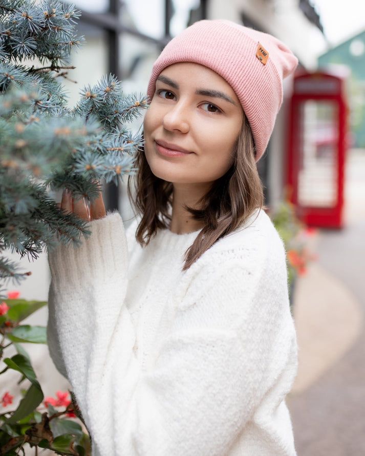 HAAKWEAR Theta-Stitch Cuffed Beanie - Designed and Made in USA (Patent Pending Design) - Pearl Pink