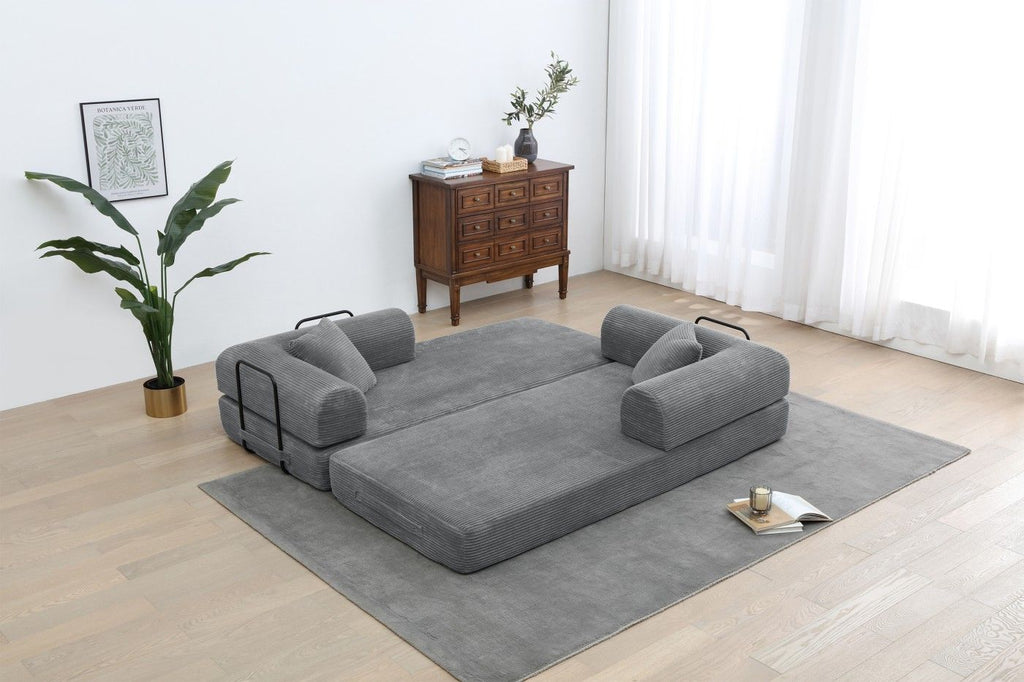 Foldable Sofa Bed, 77.9'' Folding Floor Couch, Compressed Convertable Sleeper Sofa, Memory Foam Couch with Pillow Back Support Armrest, 4-in-1 Futon Sofa Bed for Living Room, Army green