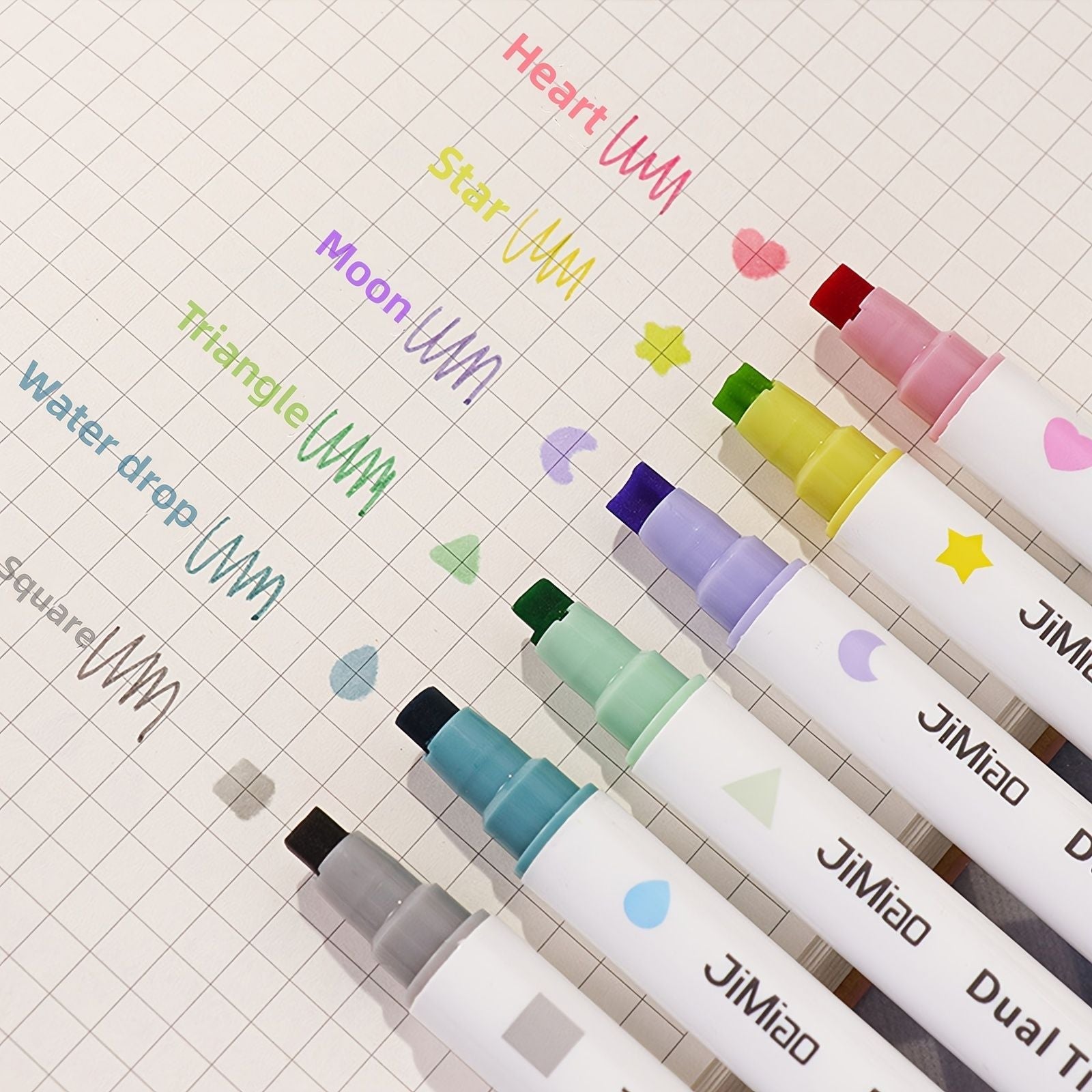 6pcs Double Tip Permanent Marker Set,6.7*.04inch Seal Colorful Pens,Dual Tip Stamp/Line Marker Pen