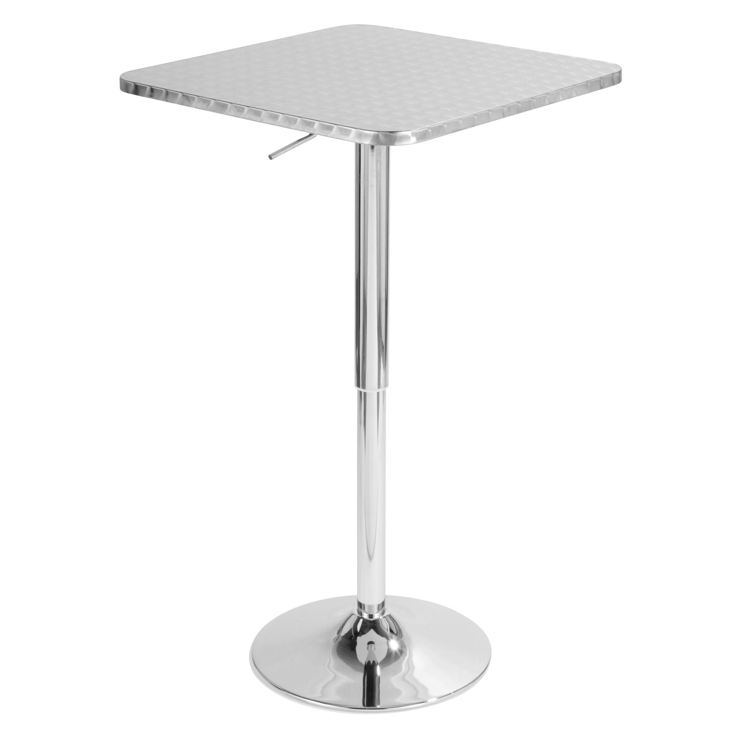 Bistro Square-Ale Contemporary Adjustable Bar Set in Silver and Chrome Metal with Grey PVC and Oval Footrest by - 3 Piece