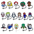 6pcs Reusable Silicone Straw Tip Caps - Scary Clown Design - Perfect for Halloween Decorations and Drinking