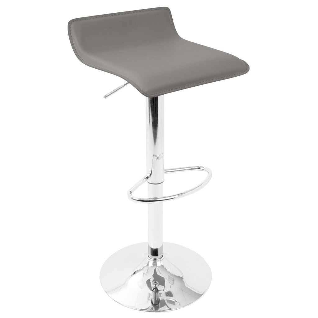 Spyra-Ale Contemporary Adjustable Bar Set in Chrome Metal, Clear Acrylic with Light Up Tabletop, and Grey PVC by - 3 Piece