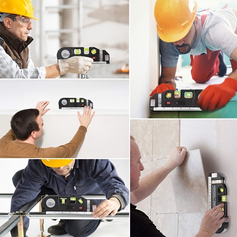 1pc Precision Multi-Purpose Laser Level, Horizontal Vertical Laser Beam Measuring Tape, Magnetic Laser Level, Non-Magnetic Laser Level For Construction, Interior Design