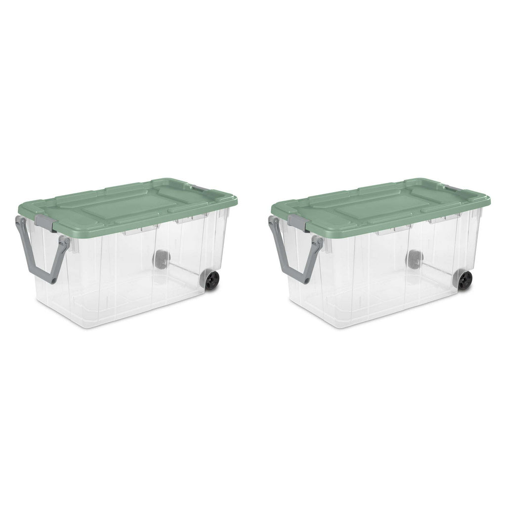 Extra Large Storage Bin, 160 Quart Wheeled Clear Plastic Storage Container with Handle, Gray, Pack of 2