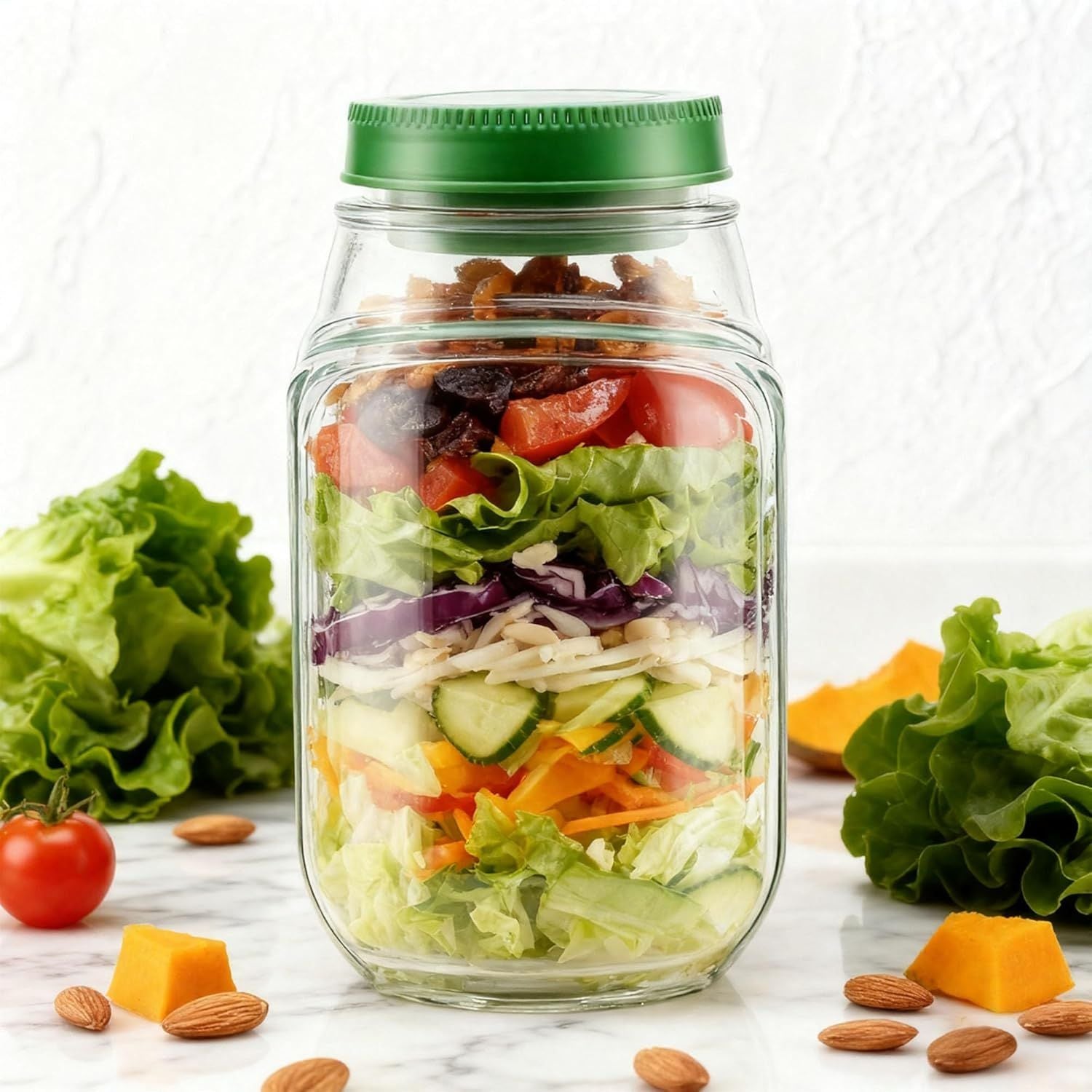 Salad Container with Side Opening, Leak-Resistant Design with Dressing Cup & Lid, Dishwasher & Freezer Safe for Office, Travel & Outdoors (green)