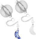 2Pcs Stainless Steel Mesh Tea Infuser, 2.1 inch Tea Ball with Crystal Moon Pendant,Tea Strainer Tea Diffuser Tea Steeper for Filtering Tea,Tea Infusers for Loose Tea (Crystal Moon, 2PC)