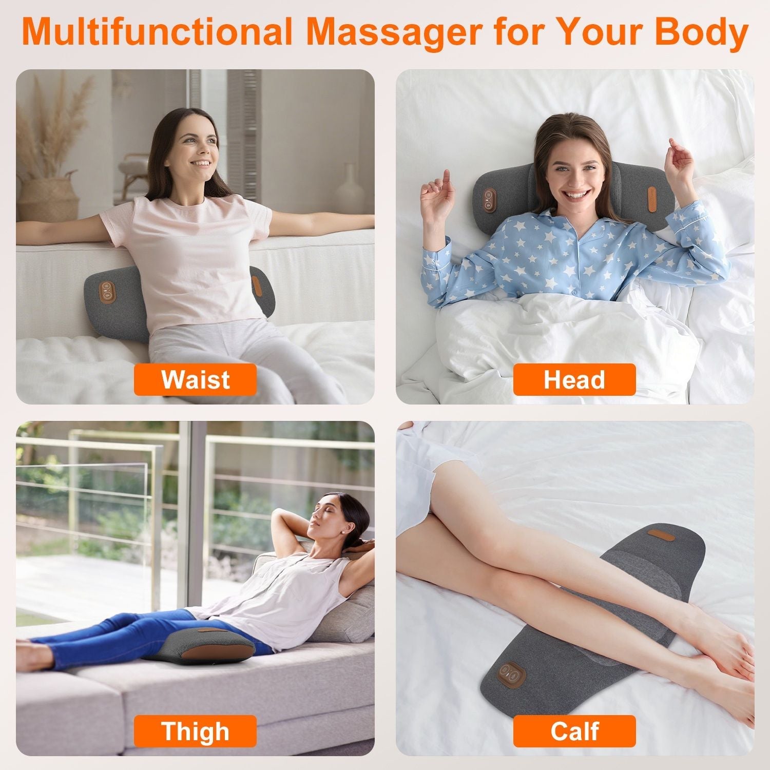 2 In 1 Electric Lumbar Massager Support Pillow Memory Foam Lower Back Massager with Heat Vibration Adapter for Pain Relief