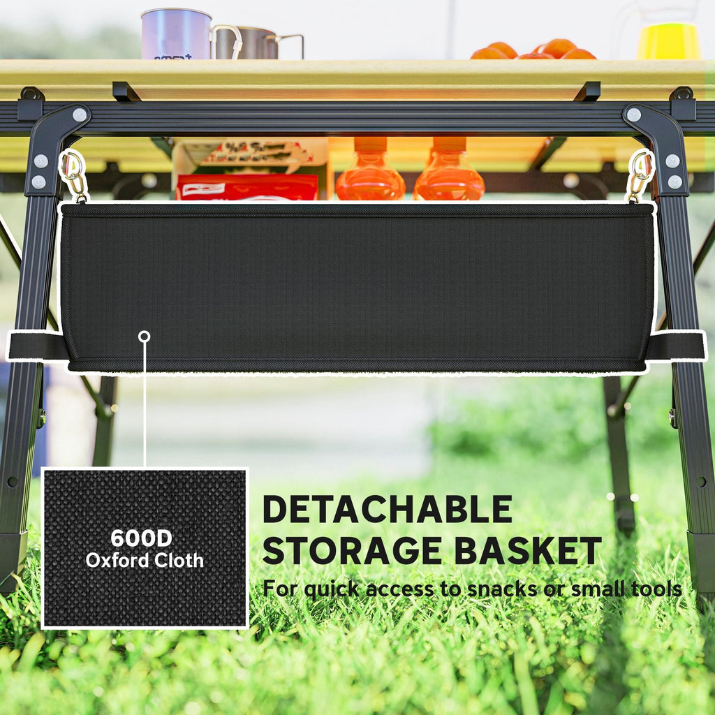 3ft Aluminum Small Folding Table, Portable Camping Table with Storage Bag, Carry Bag for Outdoor Picnic BBQ, Brown