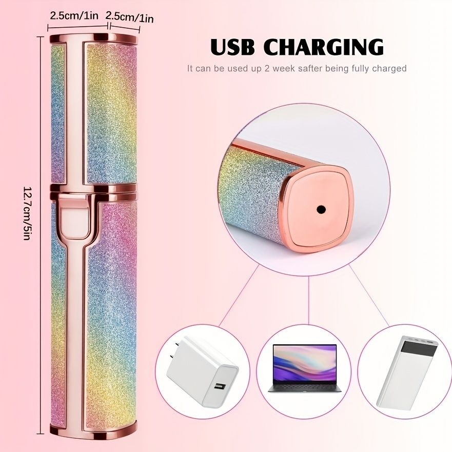 2-in-1 Eyebrow Razor for Women - Painless and Precision Facial Hair Removal with USB Rechargeable Trimmer and Built-in LED Light - Perfect for Nose, Lips, and Body