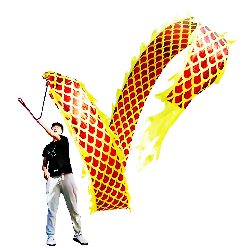 8 Meters (26.2 FT)  Gold Dragon Ball Poi,  3D Golden Dragon Ribbon Streamer with 340g Weighted Ball & Swing Rope and Travel Bag