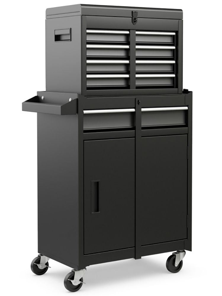 2-in-1 Rolling Tool Chest with 5 Sliding Lockable Drawers