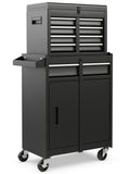2-in-1 Rolling Tool Chest with 5 Sliding Lockable Drawers