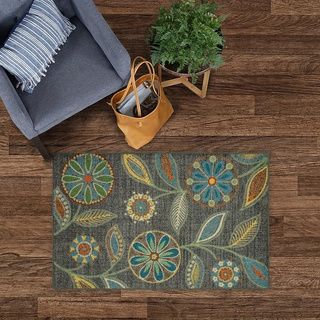 Maples Rugs Reggie Floral Runner Rug Non Slip Hallway Entry Carpet machine washable, suitable for bedroom bathroom and office room Multi, 3'10*2'6
