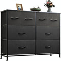 Dresser for Bedroom with 8 Drawers, Wide Fabric Dresser for Storage and Organization, Chest of Drawers, Dressers for Living Room, Closet, Hallway, Dark Grey