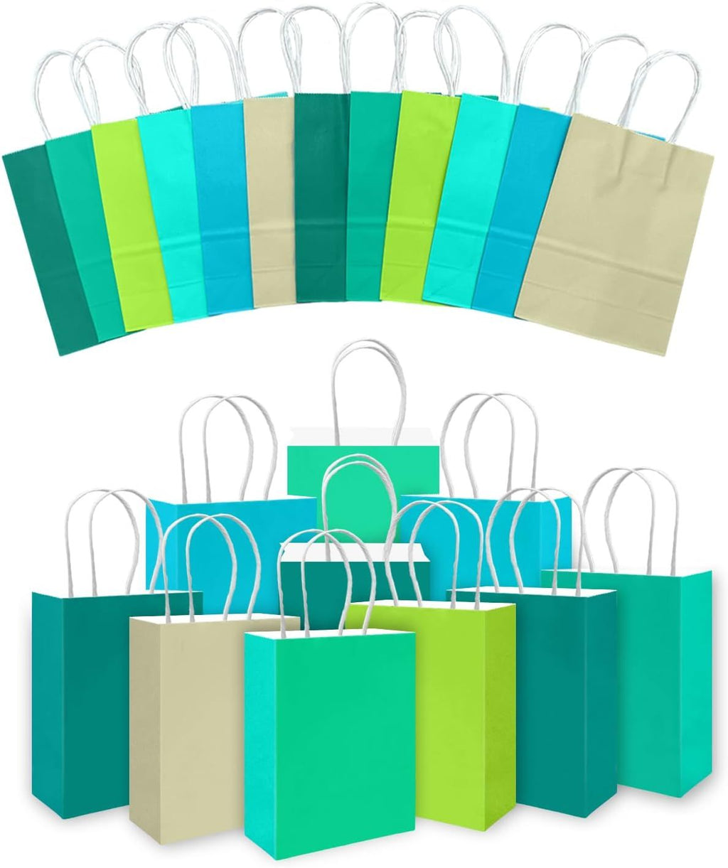 30PCS Medium Gift Bag with Handles Bulk 11"x5"x8" Gift Bags Green Lotus Purple Bags Multiple Uses (Medium Size)