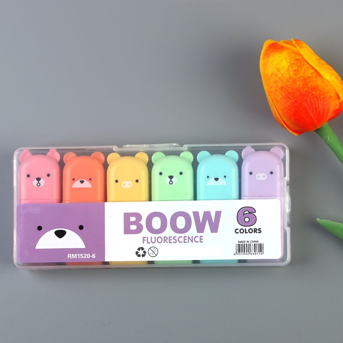 6pcs/set Tiny Markers Fluorescent Colors Mini Highlighter Pen Chisel Tip Cute Kawaii Design