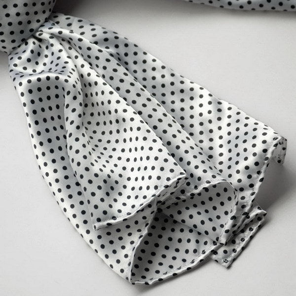 Blando White Background Small Cute Black Dot Design Soft Silk Scarf/Wrap/Shawl(Small)
