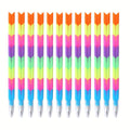 12pcs School Blocks Replaceable Core Rainbow Pencils Writing Tools Kids Gift Pencils Toy Stationery Pen Splicing Office Plastic 5.91*0.39inch