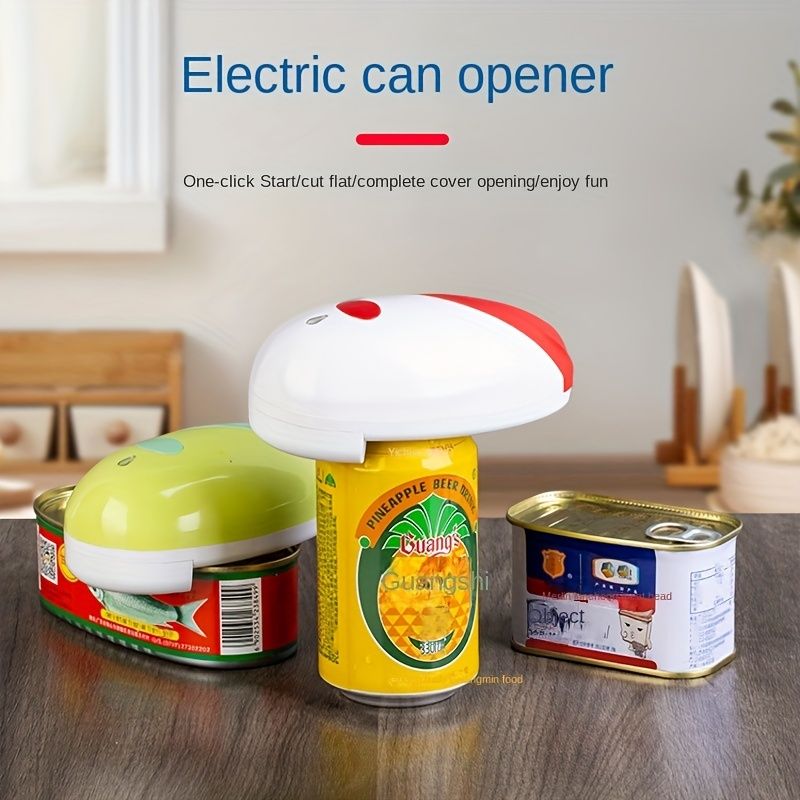 1pc, Can Opener, Stainless Steel Electric Bottle Opener, Smooth Edge Food-Safe Electric Can Opener, Automatic Can Opener, Red /Green Kitchen Can Opener