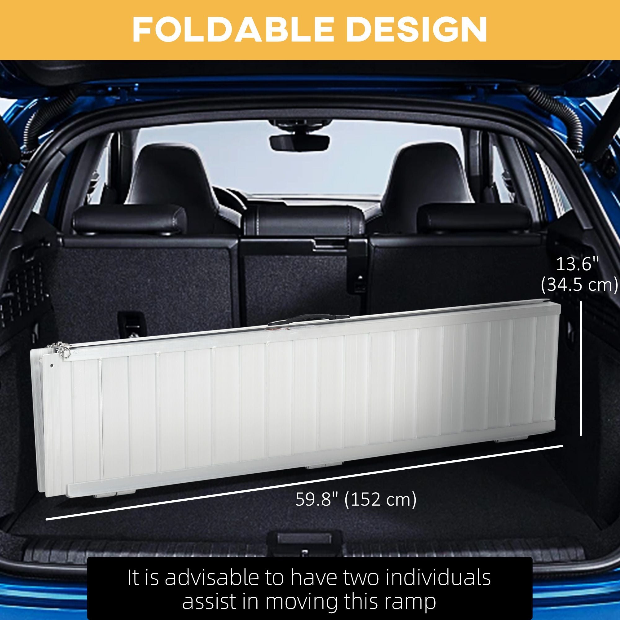 Foldable Aluminum Wheelchair Ramp: 5ft Durable Portable Easy Access Mobility Solution for Smooth Transitions