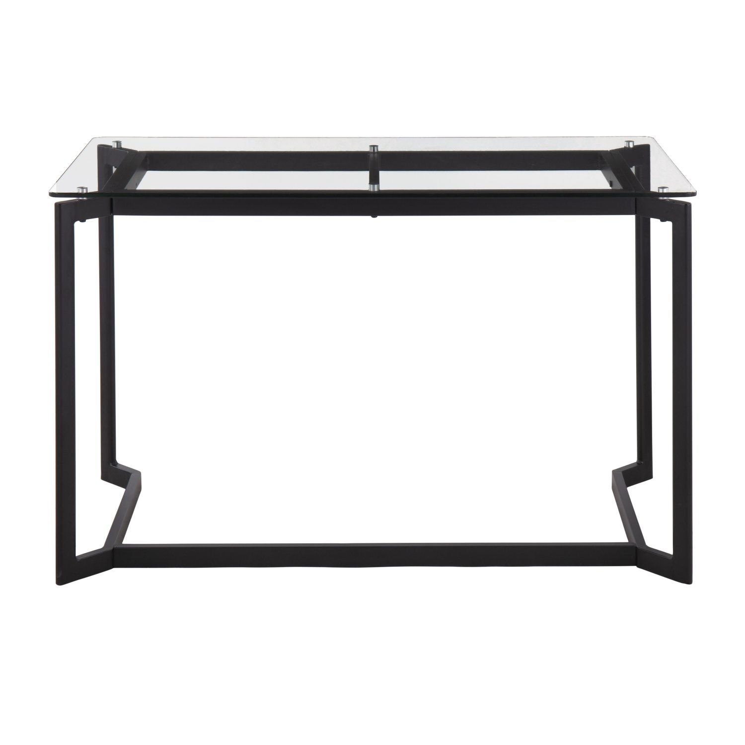 Masters Modern Office Desk in Black Steel with Clear Glass Top by