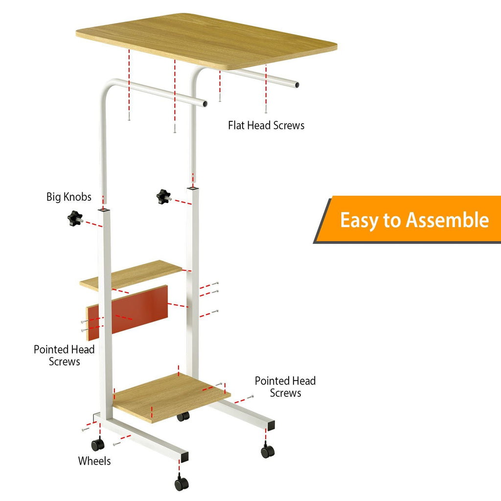 C Side Table 3-Tier Laptop Desk Small Slim Snack Side Table for Couch Bed Sofa for Small Spaces Living Room Bedroom