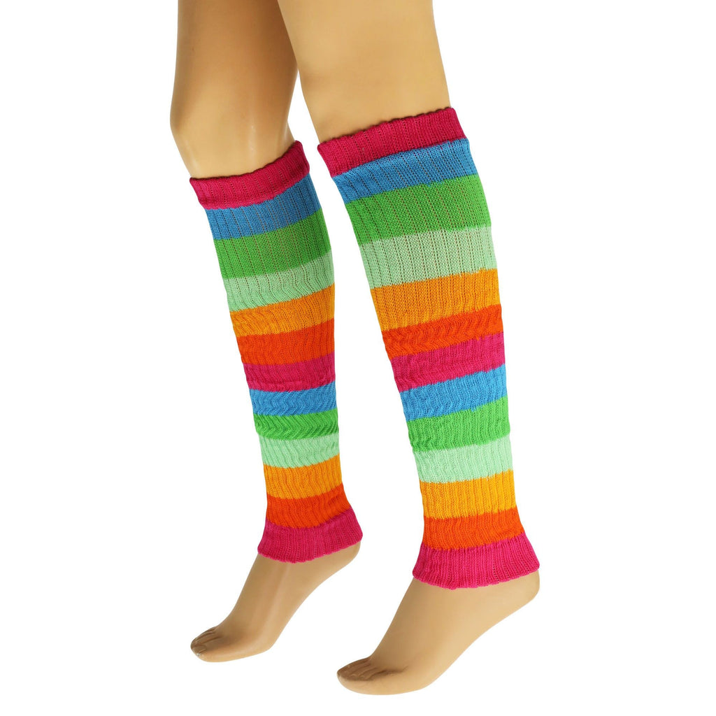 Leg Warmers for Women Colorful Cotton Knitted Leg Warmers 21 Inches 3 Pairs