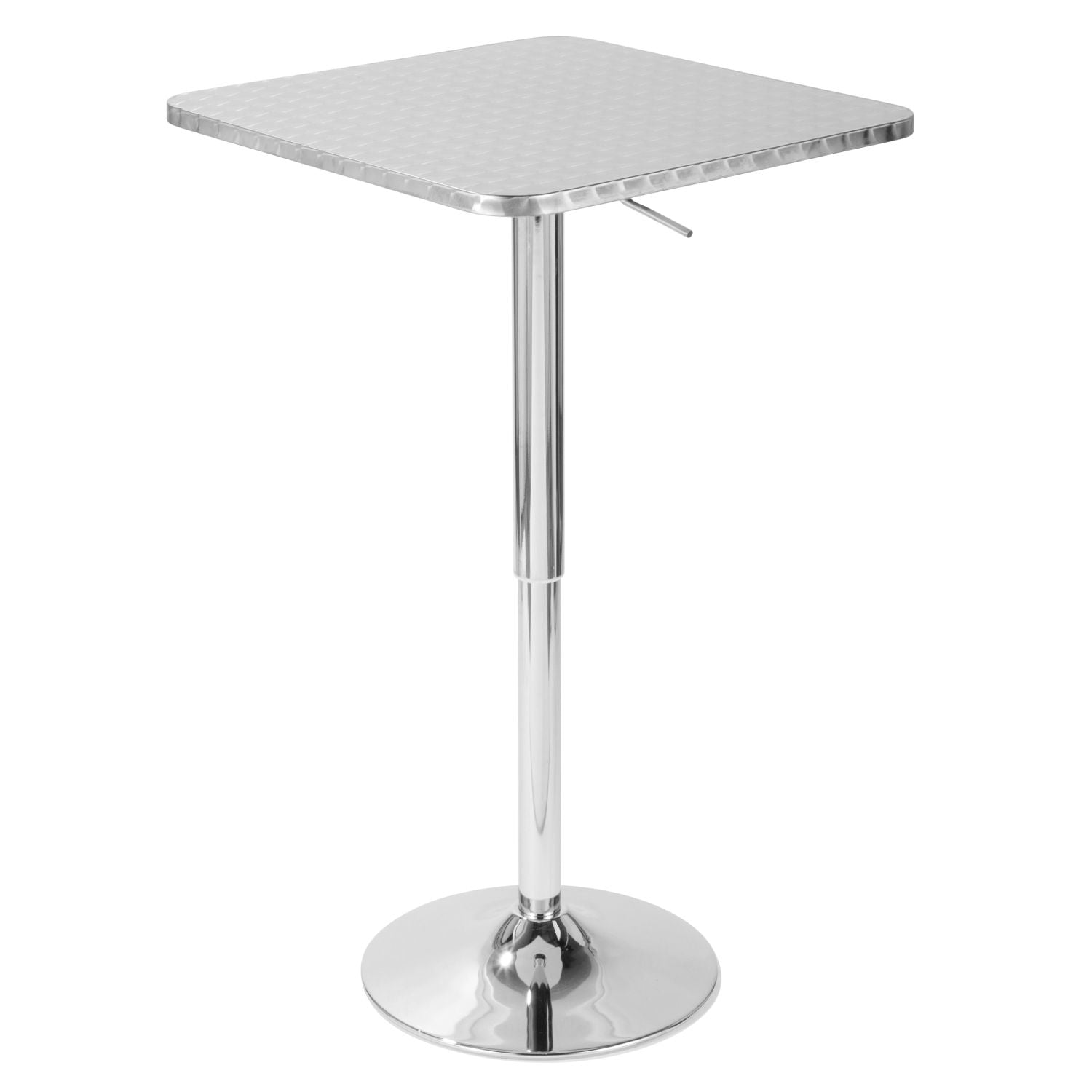 Bistro Contemporary Adjustable Square Bar Table in Silver by