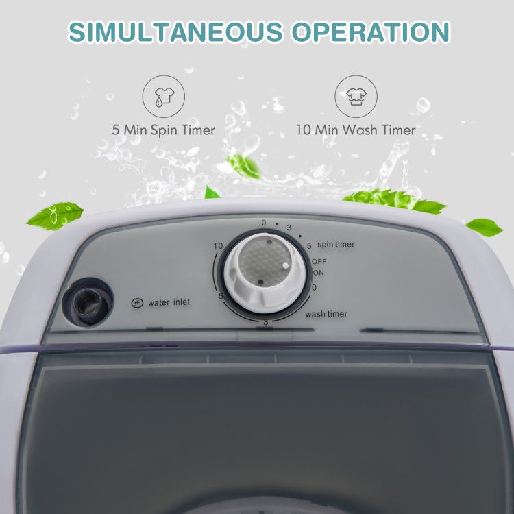 Portable Mini Washing Machine Semi-Automatic Washer and Spinner Combo with Single Tub