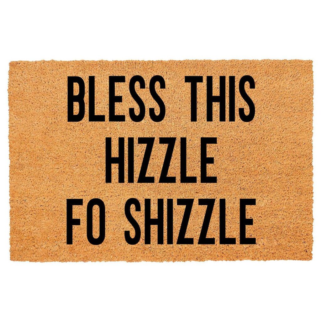 "Bless This Hizzle Fo Shizzle" Heavy-Duty Coconut Coir Doormat - Non-Slip Premium Outdoor Mat for Entryway with Humorous Housewarming Gift Design, 23.6x15.7 Inch (60x40cm) Durable Front Porch Decor