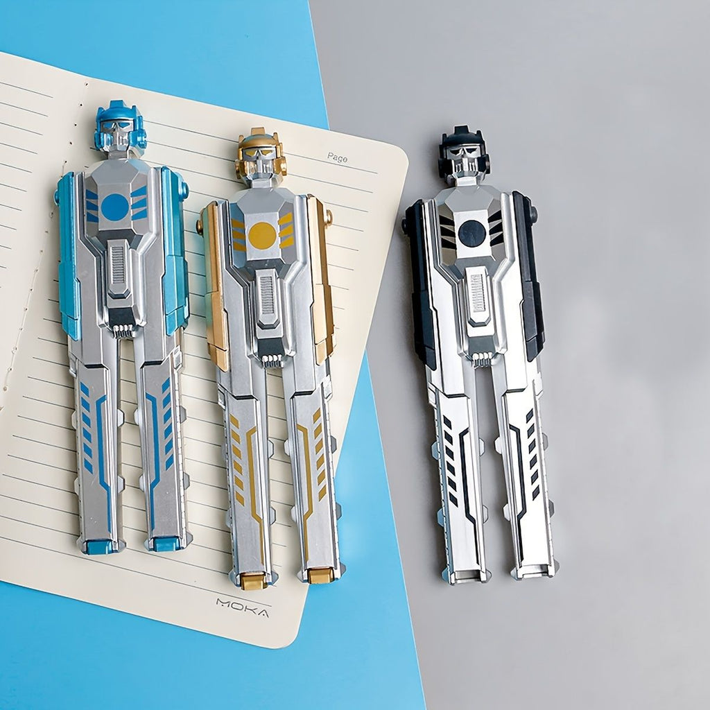 2pcs New Creative Cool Transforming Robot Shape Gel Pen Detachable 0.5mm Black Refill