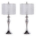Ashland 27" Contemporary Metal Table Lamp in Polished Nickel with Round Clear K9 Crystal Beads and Polished Nickel Shade from Grandview Gallery by - Set of 2